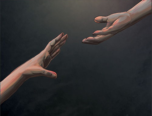 The original hands painting