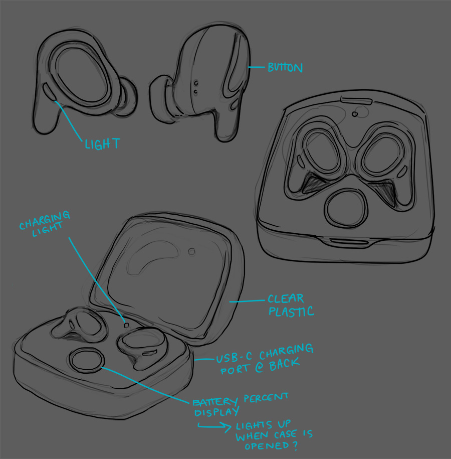 original earbuds design sketches