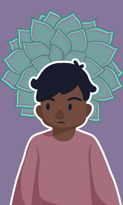 Illustration representing schizophrenia using a succulent